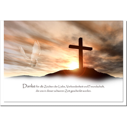 Trauer Danksagungskarten Motiv Gipfelkreuz im 5er Set mit weißen Umschlägen