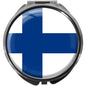metALUm Pillendose mit Spiegel rund Metall 3 Fächer FLAGGE FINNLAND #0022
