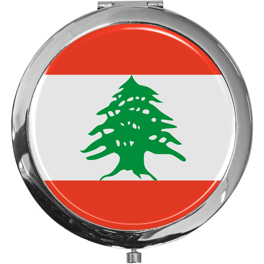 metALUm Taschenspiegel FLAGGE LIBANON mit 2 - facher Vergrößerung #77208B