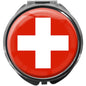 metALUm Pillendose mit Spiegel rund Metall 3 Fächer FLAGGE SCHWEIZ #0007