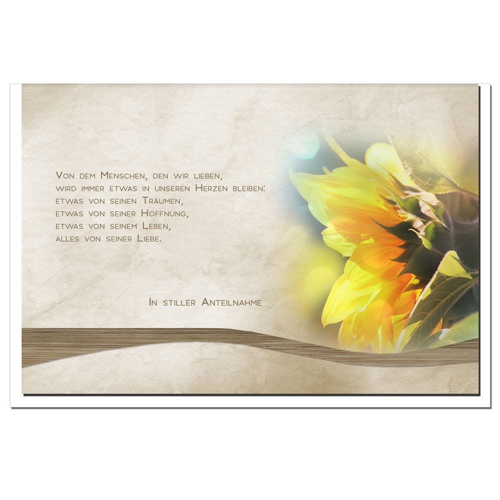 Trauerkarte ZUVERSICHT - Sonnenblume - metALUm # 1201099
