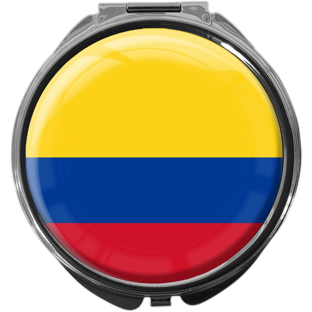 metALUm Pillendose mit Spiegel rund Metall 3 Fächer FLAGGEKOLUMBIEN #0078