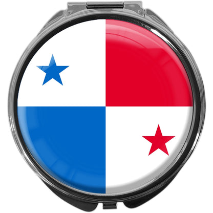 metALUm Pillendose mit Spiegel rund Metall 3 Fächer FLAGGE PANAMA #0077