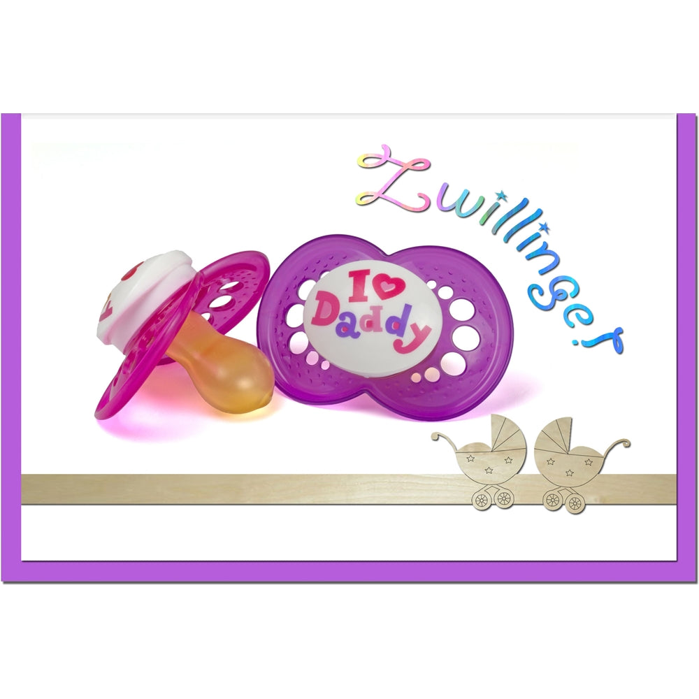 metALUm Karte zur Geburt von Zwillingen ZWEI SCHNULLER - 1205011S