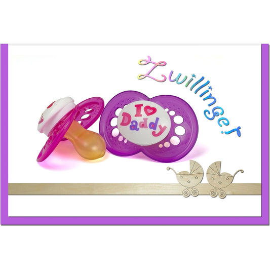 metALUm Karte zur Geburt von Zwillingen ZWEI SCHNULLER - 1205011S