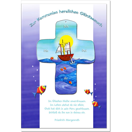 metALUm Karte zur Kommunion SCHIFF - KOM005S