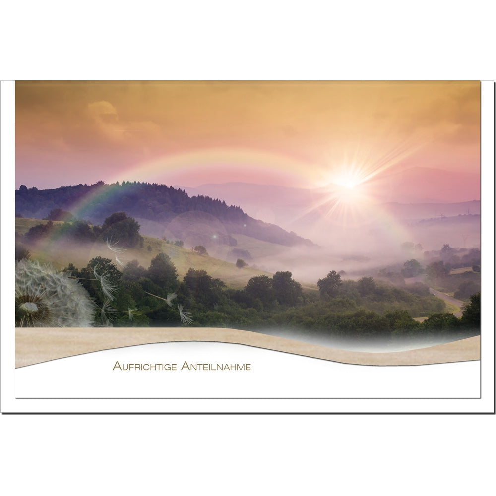 Trauerkarte ABSCHIED - Sonnenuntergang mit Regenbogen - metALUm #01521
