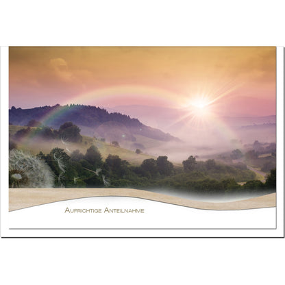 Trauerkarte ABSCHIED - Sonnenuntergang mit Regenbogen - metALUm #01521