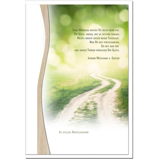 Kondolenzkarte ABSCHIED - Weg im Gegenlicht - metALUm #01337