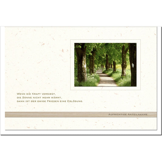 Trauerkarte ERLÖSUNG - Waldweg - metALUm #00566