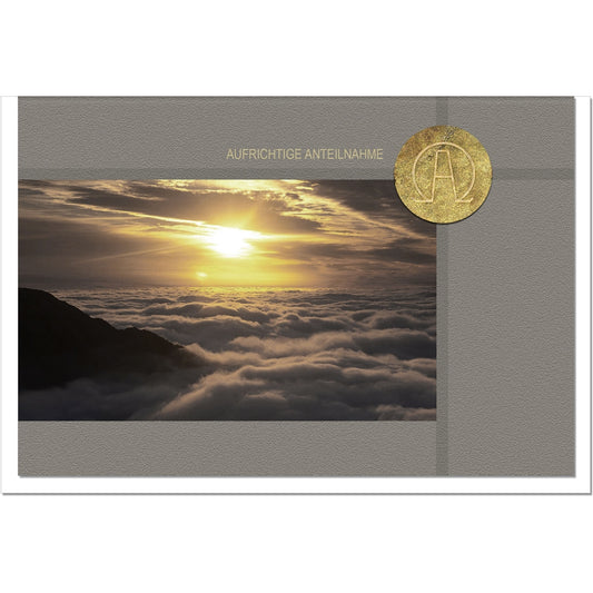 Trauerkarte Beileidskarte Kondolenzkarte Anteilnahme Alpha und Omega