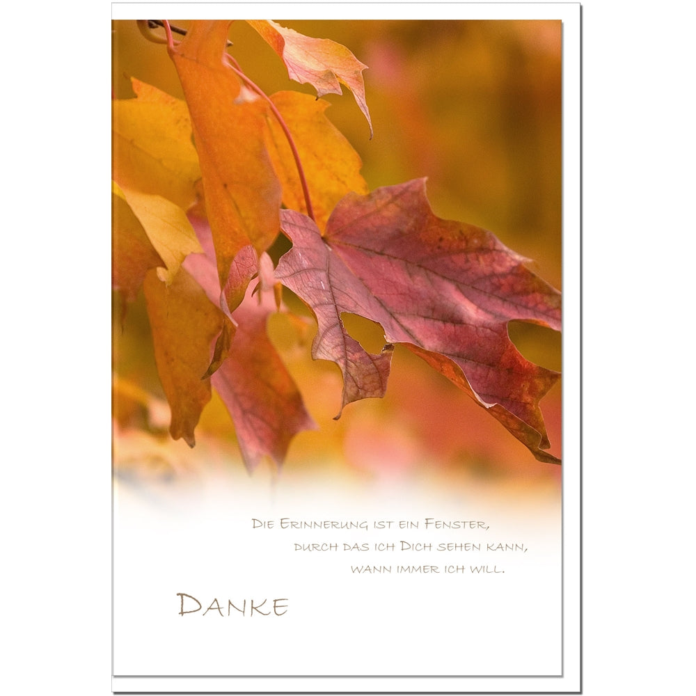 Trauer Danksagungskarten Motiv Blätter im 5er Set mit weißen Umschlägen
