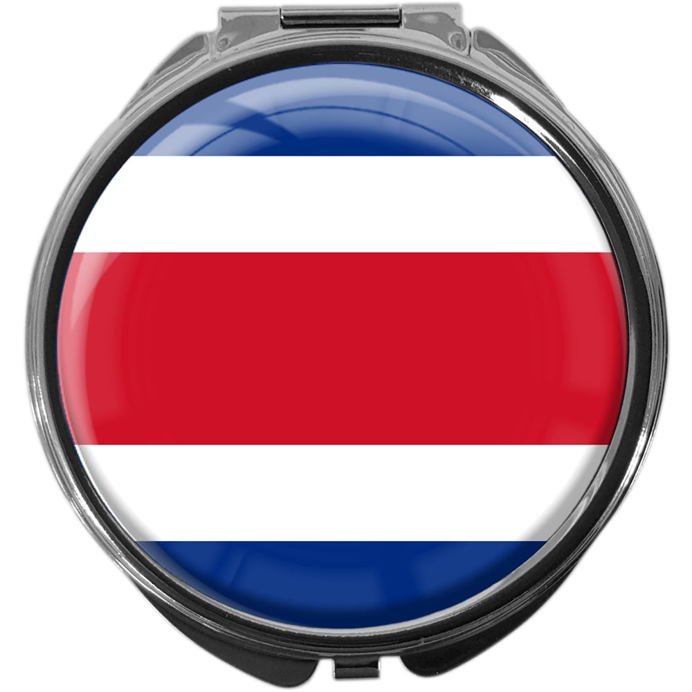 metALUm Pillendose mit Spiegel rund Metall 3 Fächer FLAGGE COSTA RICA #0017