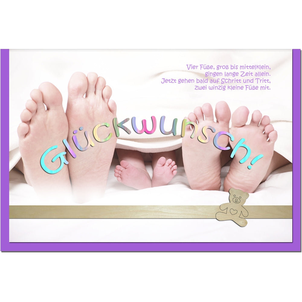 metALUm Karte zur Geburt FÜßE - 1205005S