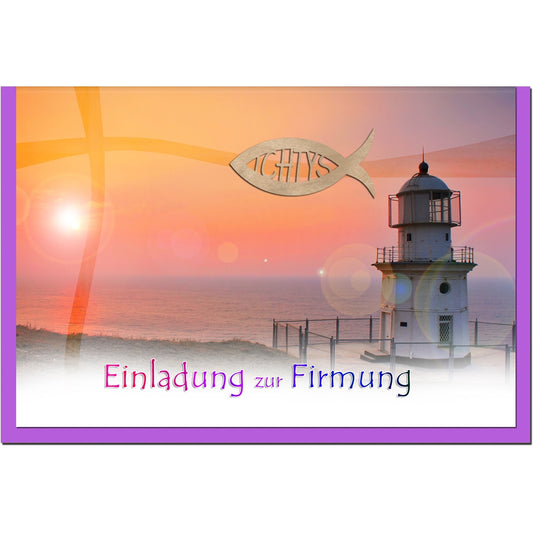 metALUm Einladungskarten im Set FIRMUNG - Leuchtturm