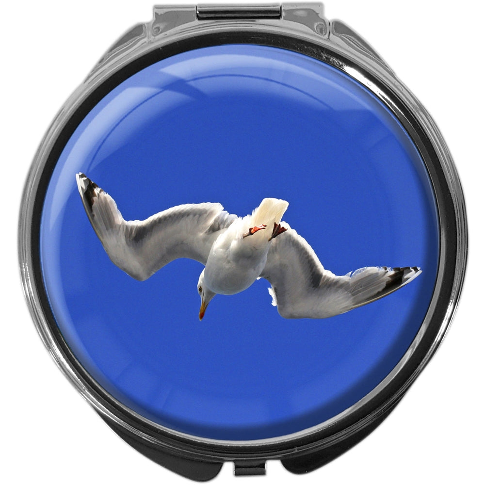 metALUm Pillendose mit Spiegel rund Metall 3 Fächer MÖWE #1020