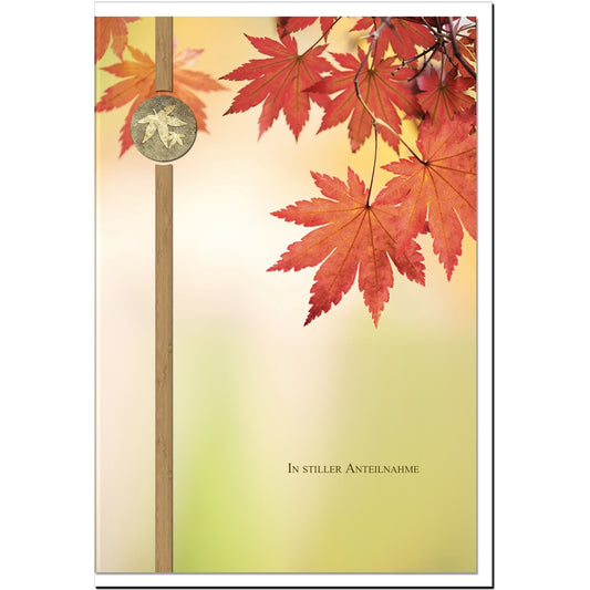 Trauerkarte Beileidskarte Kondolenzkarte Anteilnahme Vergänglichkeit Herbstlaub
