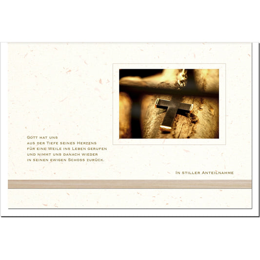 Trauerkarten IN GOTTES HAND - Kreuz - metALUm #00565