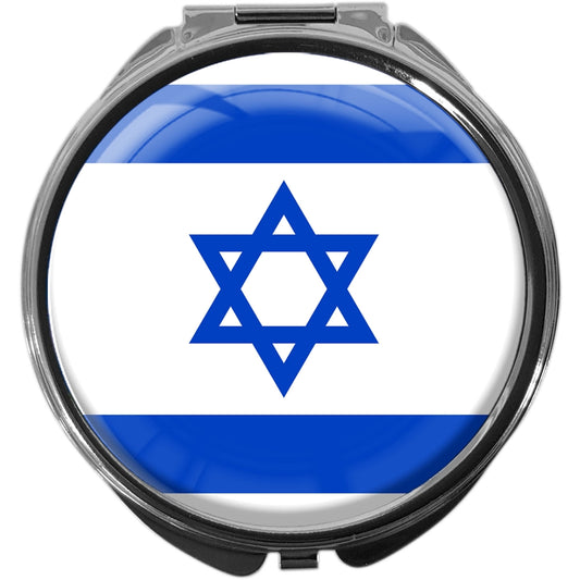 metALUm Pillendose mit Spiegel rund Metall 3 Fächer FLAGGE ISRAEL #0045