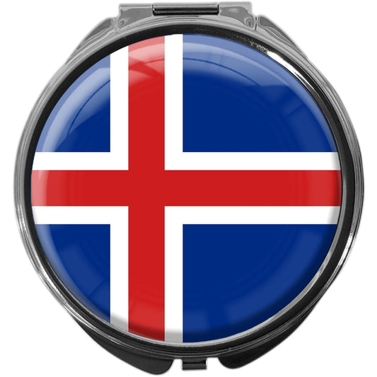 metALUm Pillendose mit Spiegel rund Metall 3 Fächer FLAGGE ISLAND #0055