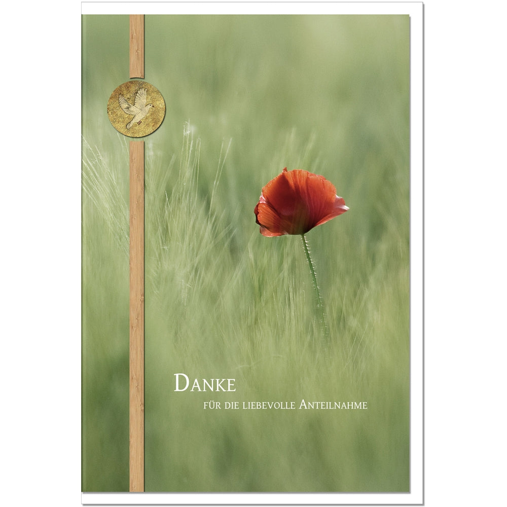 Trauer Danksagungskarten Motiv Mohnblüte im 5er Set mit weißen Umschlägen