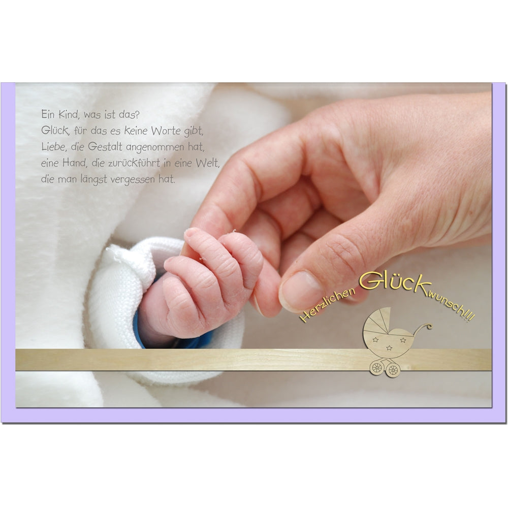 metALUm Karte zur Geburt HÄNDE - 1205006S