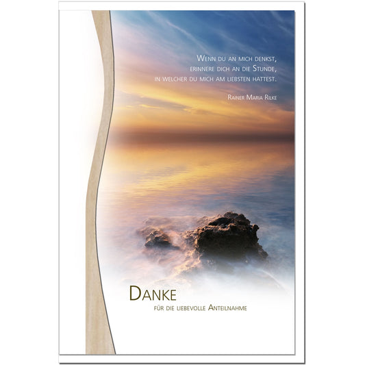 Trauer Danksagungskarten Motiv Brandung im 5er Set mit weißen Umschlägen