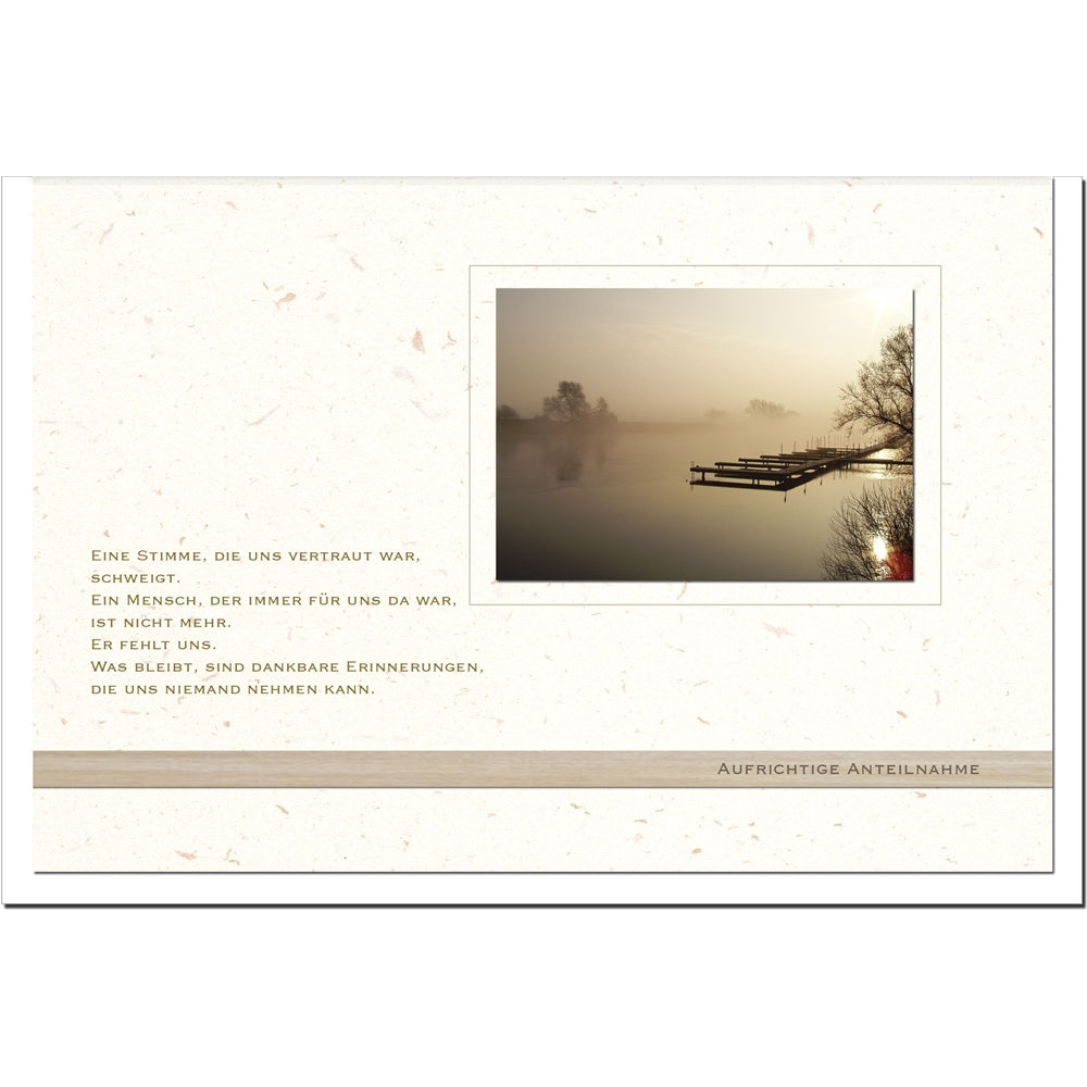 Kondolenzkarte ERINNERUNG - Steg im Nebel - metALUm #00561
