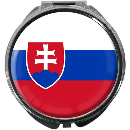 metALUm Pillendose mit Spiegel rund Metall 3 Fächer FLAGGE SLOWAKIEN #0052