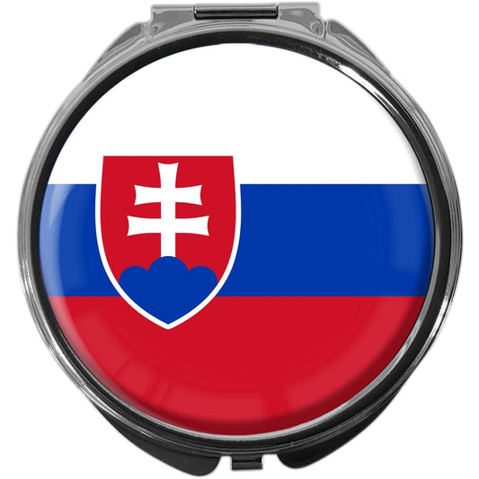metALUm Pillendose mit Spiegel rund Metall 3 Fächer FLAGGE SLOWAKIEN #0052