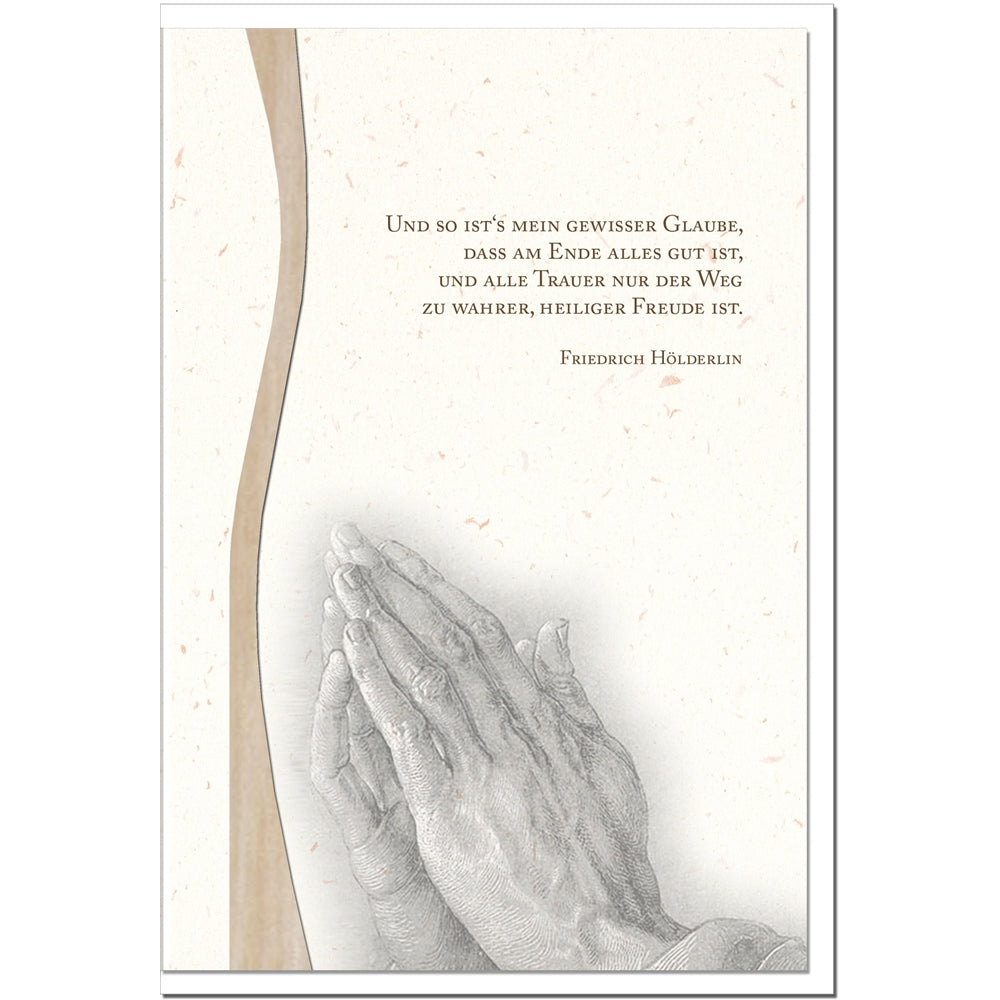 Trauerkarte IN GOTTES HAND -Betende Hände - metALUm #01545