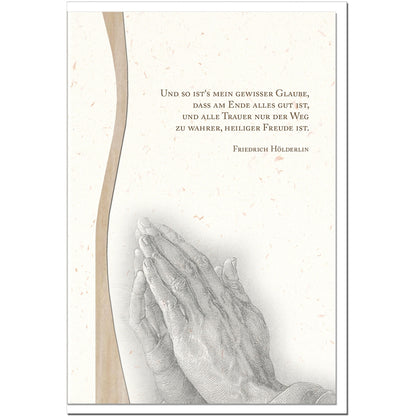 Trauerkarte IN GOTTES HAND -Betende Hände - metALUm #01545