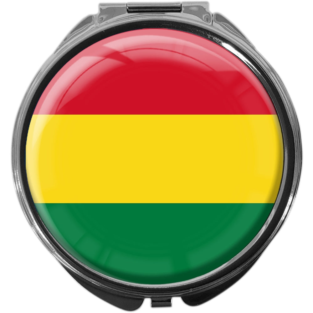 metALUm Pillendose mit Spiegel rund Metall 3 Fächer FLAGGE BOLIVIEN #0083