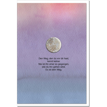 Trauerkarte ZUVERSICHT - Weg im Sonnenuntergang - metALUm # 1001149