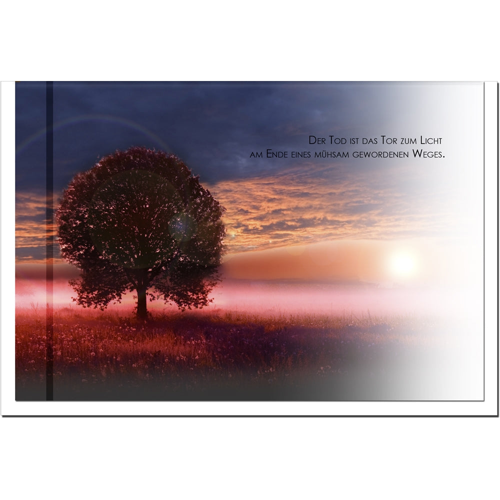 Trauerkarte ERLÖSUNG - Baum im Sonnenuntergang - metALUm # 3300050