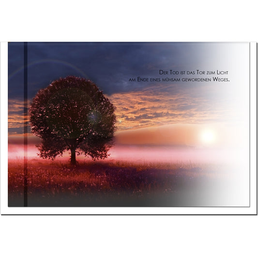 Trauerkarte ERLÖSUNG - Baum im Sonnenuntergang - metALUm # 3300050