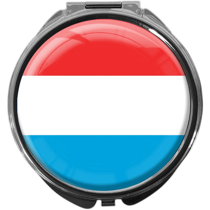 metALUm Pillendose mit Spiegel rund Metall 3 Fächer FLAGGE LUXEMBURG #0060