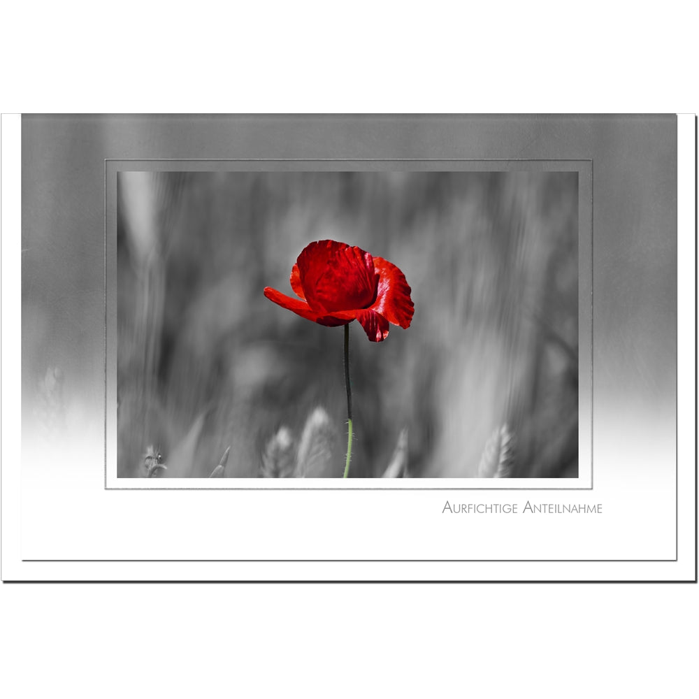 Trauerkarte GEDENKEN - Mohnblume - metALUm # 3300035