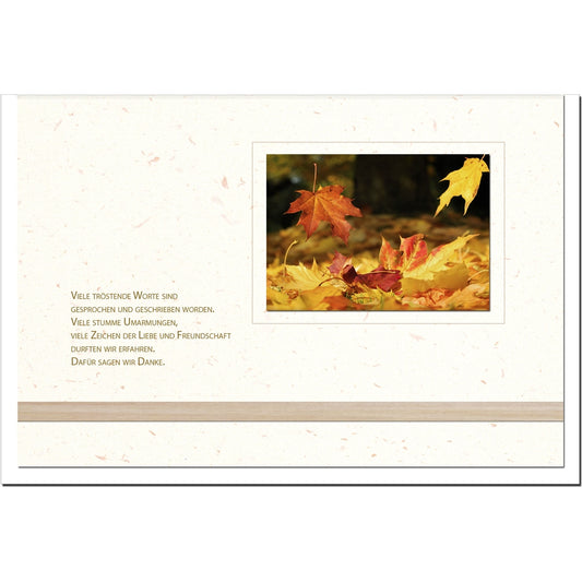 Trauer Danksagungskarten Motiv herbstliche Blätter im 5er Set mit weißen Umschlägen