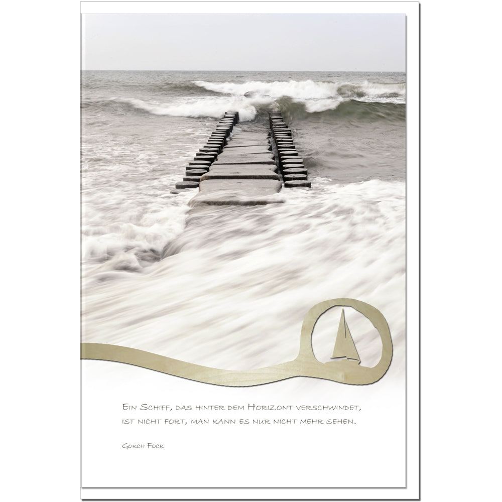 Trauerkarte STRAND DES LEBENS- Brandung - metALUm #01538