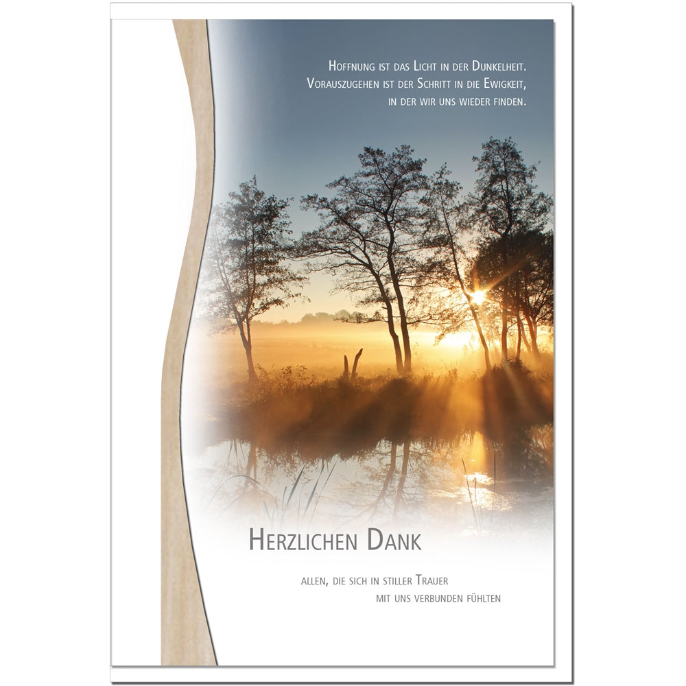 Trauer Danksagungskarten Motiv Abendstimmung im 5er Set mit weißen Umschlägen