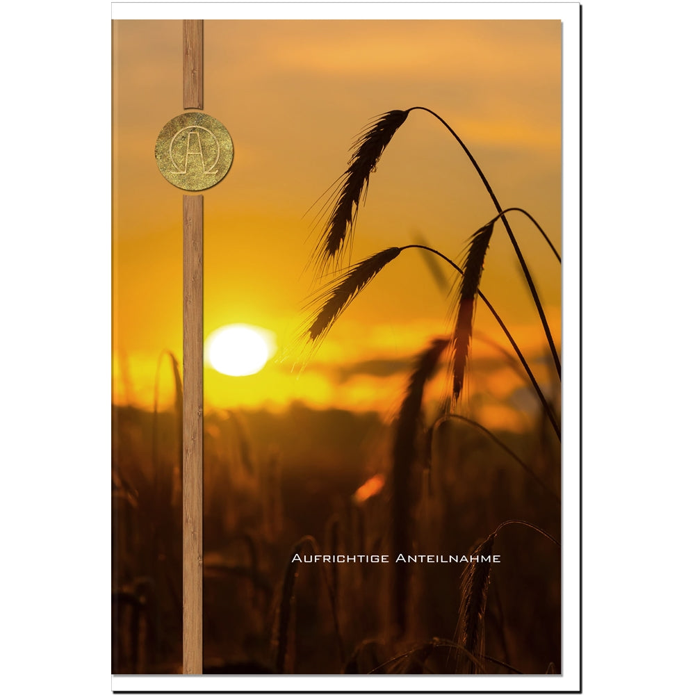 Trauerkarte Beileidskarte Kondolenzkarte Anteilnahme Ähre Sonnenuntergang
