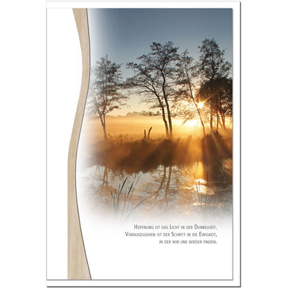 Trauerkarte HOFFNUNG - Sonnenuntergang am See - metALUm #01339