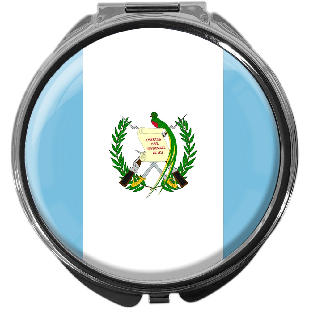 metALUm Pillendose mit Spiegel rund Metall 3 Fächer FLAGGE GUATEMALA #0092