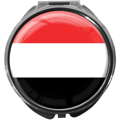 metALUm Pillendose mit Spiegel rund Metall 3 Fächer FLAGGE JEMEN #0112