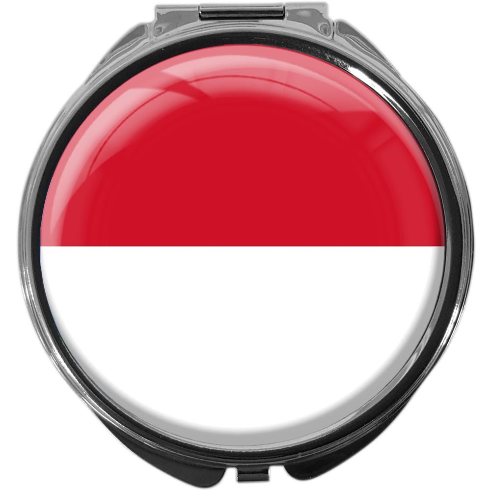 metALUm Pillendose mit Spiegel rund Metall 3 Fächer FLAGGE MONACO #0062