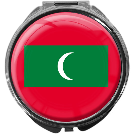 metALUm Pillendose mit Spiegel rund Metall 3 Fächer FLAGGE MALEDIVEN #0109