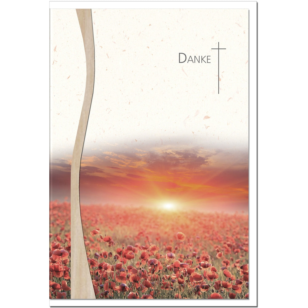 Trauer Danksagungskarten Motiv Mohnfeld im 5er Set mit weißen Umschlägen
