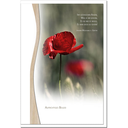 Trauerkarte ERINNERUNG - Mohn - metALUm #01340