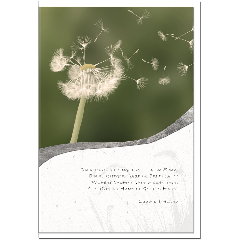 Trauerkarte IN GOTTES HAND - Pusteblume - metALUm # 3300026